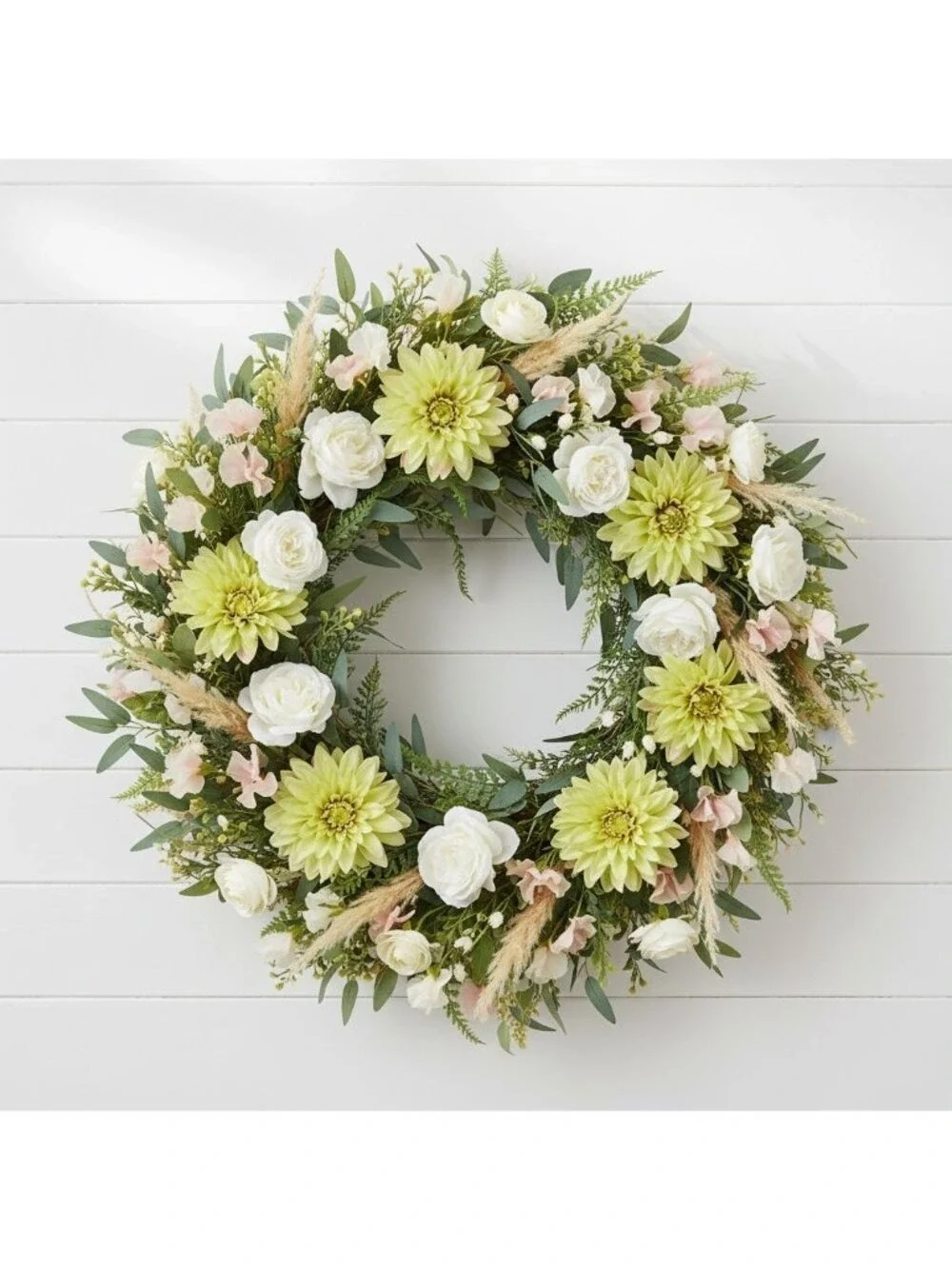 Green Dahlia Stem Artificial Flower 24 Inch 5 Inch Bloom Light Green
